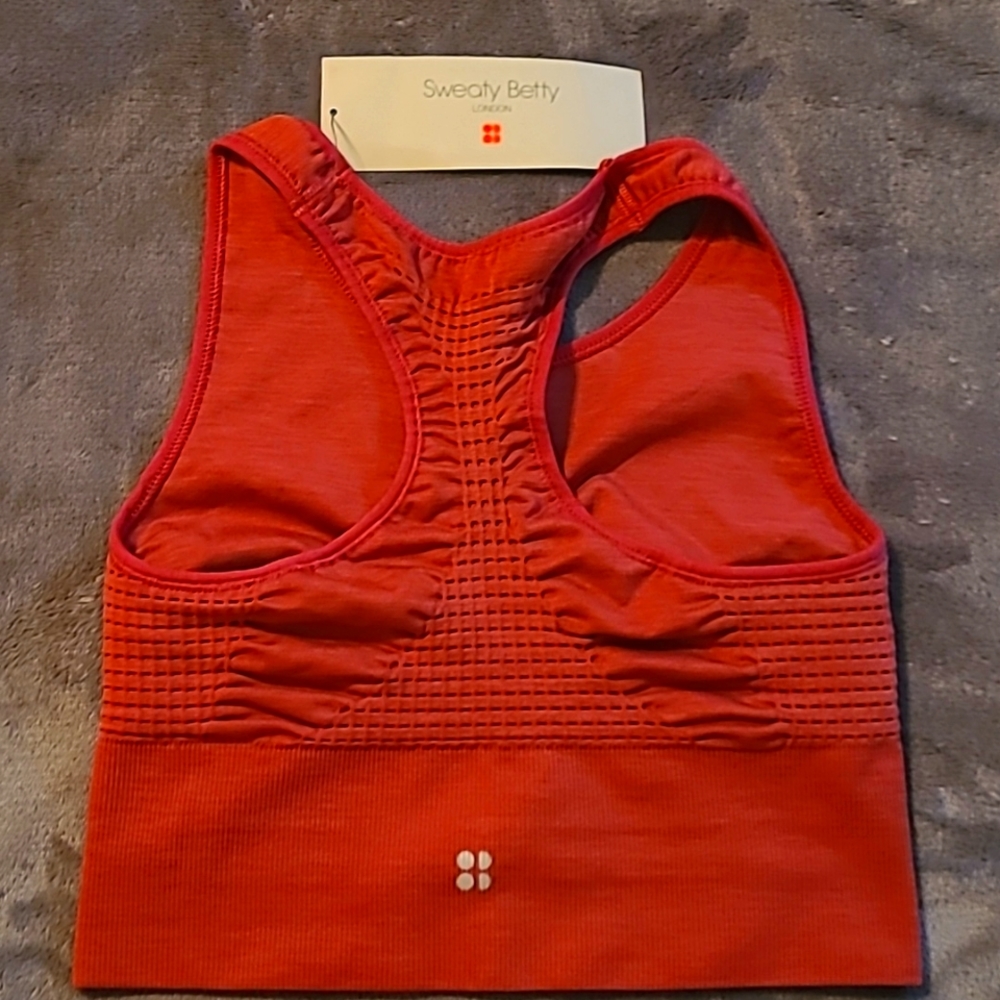 Sweaty Betty: Longline Workout Bra, Size Medium in Rust (Renaissance Red)